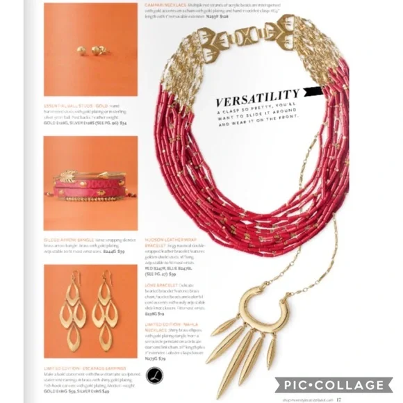 Stella & Dot | Retired Coral Red Hand-beaded Campari Statement Necklace - Picture 5 of 9